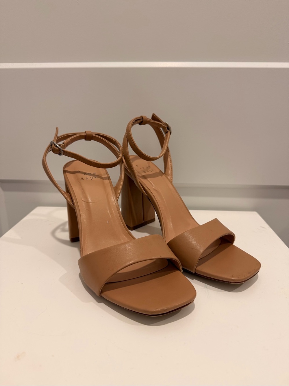 a new day Brown Block Heel Ankle-Strap Sandals